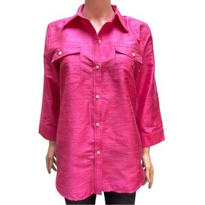 Lauren Ralph Lauren  Women's Button-Up Silk Blouse Large